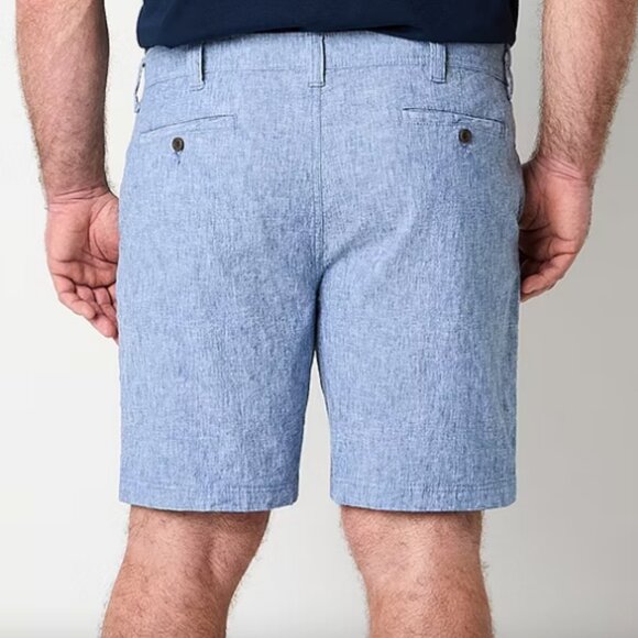 St. John's Bay Mens Stretch Fabric Linen Blend Flat Front Chino Short, Sz 54 BIG - Picture 2 of 3